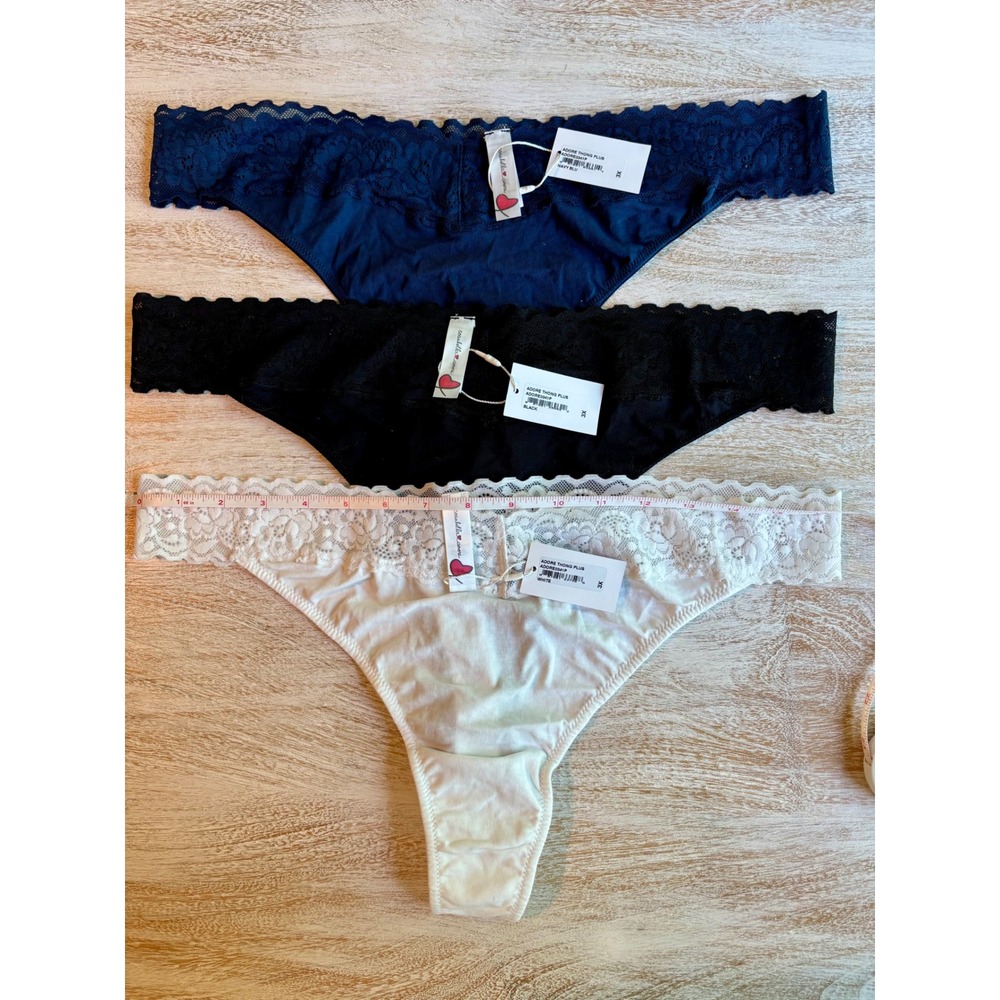 3 pair Cosabella 3X Adore Thong Plus Women Navy, Black & White